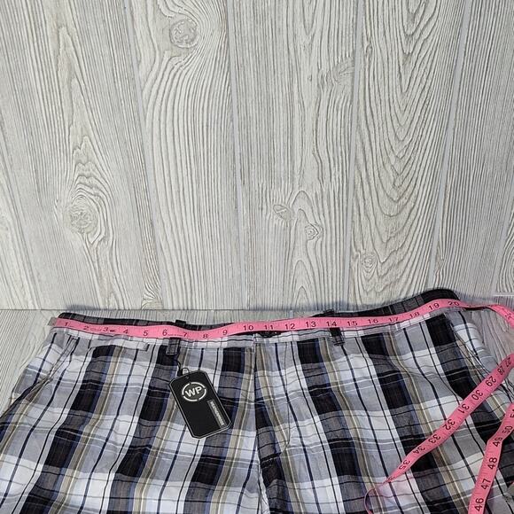 Weatherproof Plaid Blue/White/Dark Brown Shorts, Men's 40, NWT - Picture 9 of 11